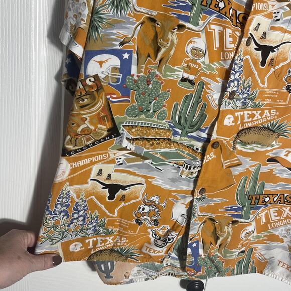 Vintage 90s Reyn Spooner UT Longhorns Shirt Men XL Orange NCAA Football Hawaiian - Picture 4 of 13